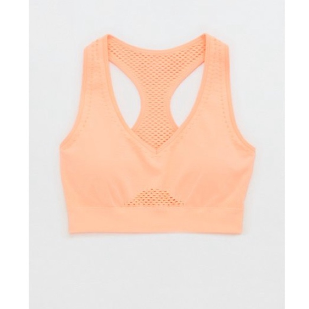 Offline by Aerie Seamless Mesh Racerback Sports Bra XL Stretch Neon Coral